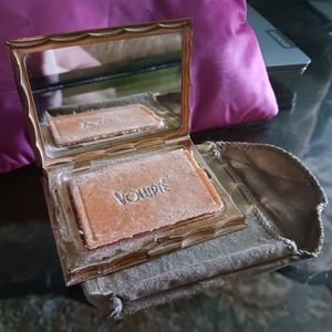 Volupte 1950's Goldtone Loose powder compact Mirror Puff Original Case
